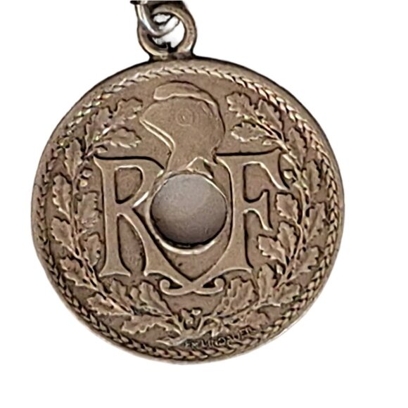 Vintage 7 Inch 5 French Coins Rope Chain Charm Silver Tone Bracelet - Picture 4 of 9